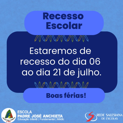 Aviso de Recesso escolar.